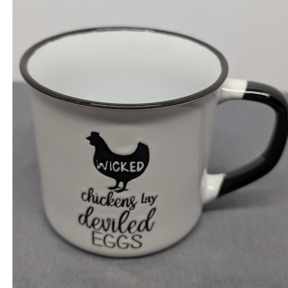 Wicked Chickens Lay Deviled Eggs Coffee Mug White Black Campfire Ceramic Cup